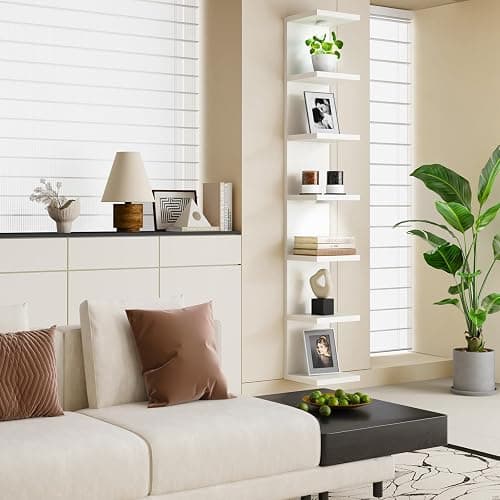 Fixwal Wall Decor 7 Tier Wall Shelf Unit Floating Shelves with LED Lights Lack Shelf for Home Organizer Display White thumbnail 5