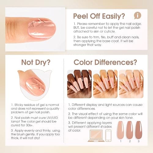 ROSALIND Nude Brown Gel Nail Polish Set, 12 Colors White Nude Brown Gel Polish Soak Off Classic Gel Polish Set for Nail Art Gift thumbnail 8