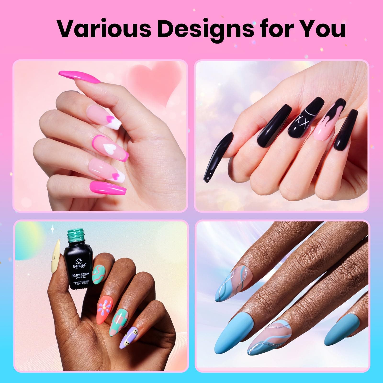 Beetles Gel Nail Kit with UV Lamp 68PCS Gel Polish Set 35 Colour Nail Art Starter Kit with Base Coat Glossy & Matte Top Coat All Season Manicure Supplies for DIY Home Salon Emotional Spectrum thumbnail 5