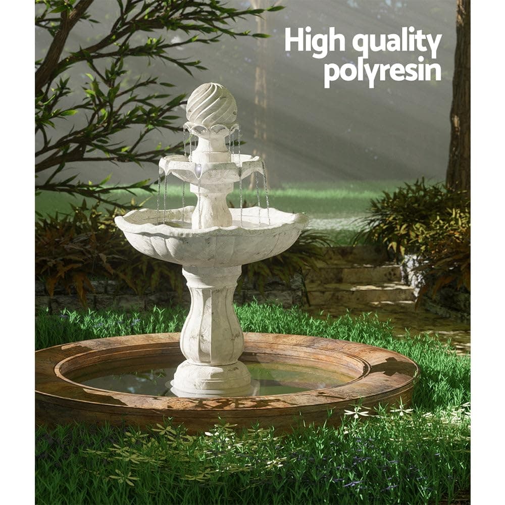 Gardeon Solar Water Fountain, 9V 93cm Tall Feature Pump Bird Bath Powered Features Fountains Garden Outdoor Indoor Pond Decoration, 4 Tiers Birdbath Battery Ivory thumbnail 4
