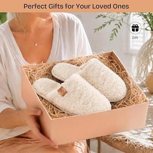 EverFoams Women's Fuzzy Slip-on Slippers Warm Cozy Soft Lightweight Memory Foam Indoor House Shoes thumbnail 8