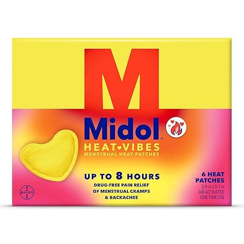 Midol Heat Vibes Menstrual Pain Relief Heat Patches - 6 Count Pack for Period Cramps and Backache - 6ct - Image 1