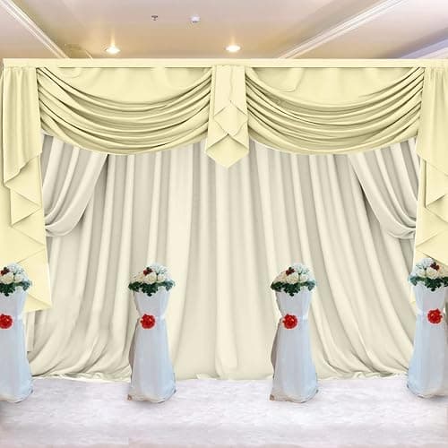 kunghei 10ftx20ft Portable Pipe and Drape Backdrop Stand for Parties Wedding Stage Decoration Photo Photoshoot, Curtain Frame Stand Studio Photography Background Support System Trade Show Display - Type1: 6m/20ft Long-Silver(Not Adjustable) thumbnail 5