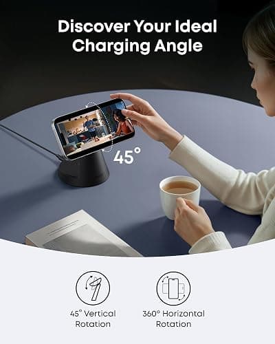 Anker MagGo Magnetic Wireless Charger (Dock Stand), 3-in-1 Qi2 Certified 15W MagSafe Compatible Wireless Charger, For iPhone 17/16/15/14/13 Series, Apple Watch, AirPods Pro, and More (Adapter Included thumbnail 6