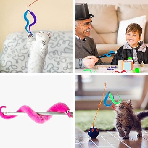 CCINEE 48 Pcs Magic Twisty Worm Wiggly Twisty Fuzzy Worms on a String Magic Worm Toys for Kid Cat Party Favors, 12Colors thumbnail 7