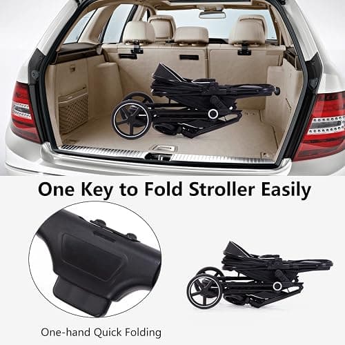 Lortsybab 2-in-1 Baby Stroller - Folding Infant Newborn Pram Stroller with Reversible Seat - Toddler Strollers for 0-36 Months Old Babies thumbnail 8