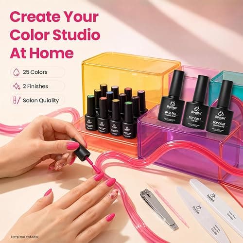 Beetles Fall Gel Polish Kit, Chic Outfits Collection, 25 Colors | Brown Purple Nude Red Black Color Gel Nails, with 3Pcs Base Top Coat Soak off UV Gel Manicure Kit Gifts for Women thumbnail 8