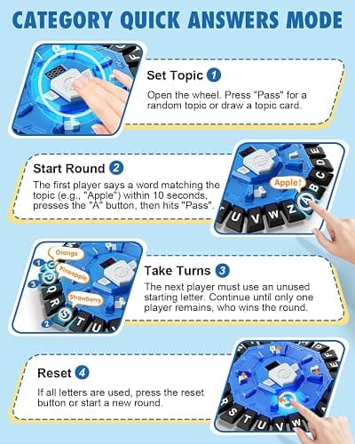 Humzo Word Game Family Board Games with Display Timer and 2 Modes, The Fast-Paced 24 Letters Pressing Games, Learning Word Game for Kids & Adults, 2-8 Players, 15-20 Minute Play Time thumbnail 4