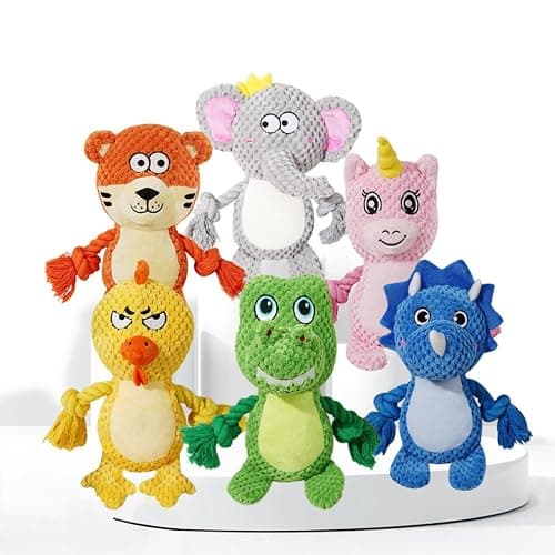 (1 Pack) Blue triceratops plush dog toy w squeaker thumbnail 7