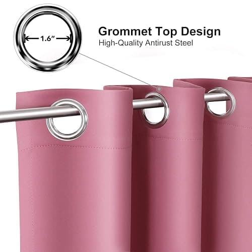 ChrisDowa Small Window Curtains 40 inches Long for Bedroom - Grommet Short Thermal Insulated Room Darkening Curtains for Kitchen (2 Panels, Pink, 29 x 40 Inch) thumbnail 3