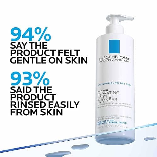 La Roche-Posay Toleriane Hydrating Gentle Facial Cleanser, with Niacinamide | Face cleanser with niacinamide & ceramides, safe for sensitive skin. Daily face wash for normal to dry skin, fragrance free. thumbnail 4