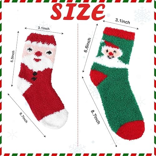 CCINEE 6 Pairs Christmas Fluffy Socks,Xmas Winter Warm Soft Socks Fuzzy Slipper Bed Socks for Christmas Holiday Party thumbnail 3
