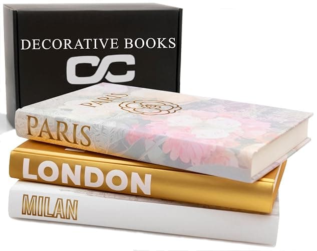 Decorative Books for Home - Shelf Decor Accents - Set of 3 - Modern Hardcover Book Stack - Matte Gold Coffee & Entry Table Decoration - Contemporary Display - Fashion Designer Dresser Aestethics thumbnail 7