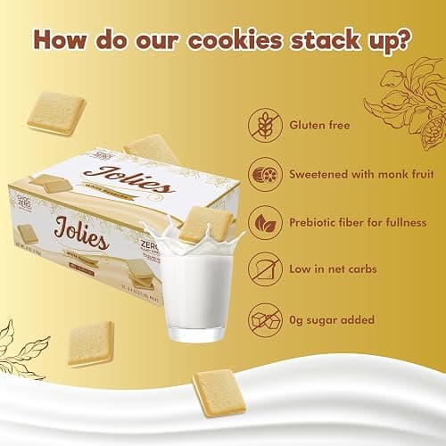 ChocZero Chocolate Cookies, White Chocolate Jolies – Gluten Free, No Added Sugar, 20 Crispy Chocolate Filled Keto Cookies Per Box, 8 Ounce thumbnail 3