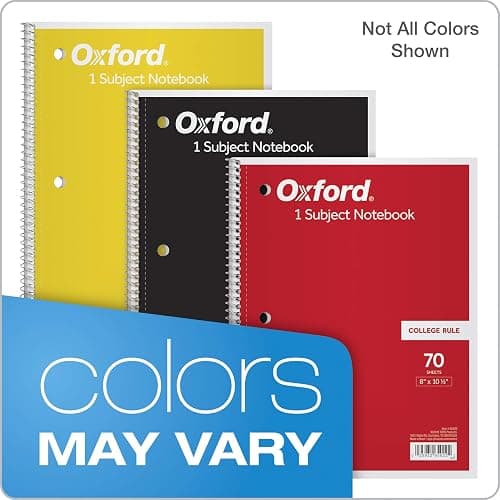 Oxford Spiral Notebook 6 Pack, 1 Subject, College Ruled Paper, 8 x 10-1/2 Inch, Color Assortment Design May Vary (65007) thumbnail 5