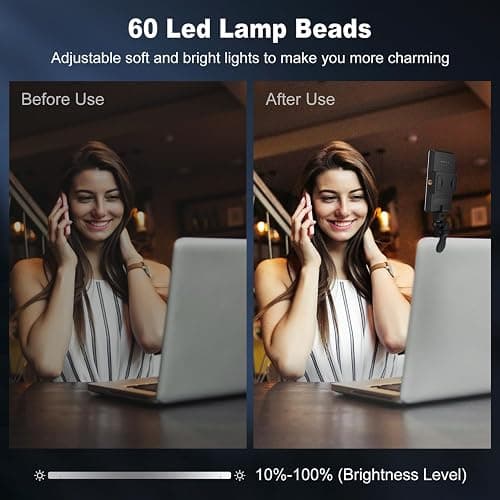 OLRPT Selfie Light, Phone Light with Front & Back Clip, 60 LED Portable Light with 3 Modes, 5000mAh Rechargeable Video Light for Phone, iPhone, IPad, Laptop, TikTok, Makeup, Live Stream, Vlog thumbnail 5