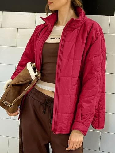 Aiopr Women's Oversized Lightweight Down Coat Long Sleeve Zip Packable Short Puffer Jackets thumbnail 3