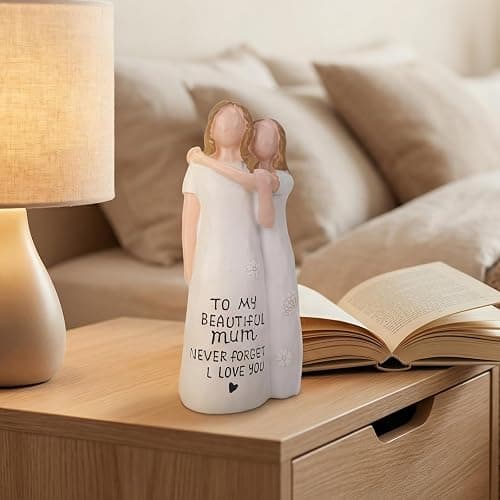 QBEJIME Gifts For Mum, Hand-Painted Mother Daughter Figurine, Mothers Day Mum Gifts, Mum's Birthday Gift From Daughter, Presents For Mummy On Christmas, Valentine's Day, Mother's Day thumbnail 6