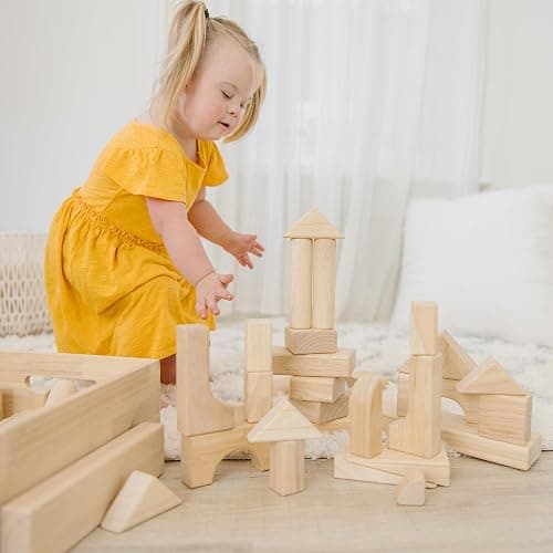 Melissa & Doug Standard Unit Solid-Wood Building Blocks With Wooden Storage Tray (60 pcs) Classic Wooden Blocks For Toddlers Ages 3+ thumbnail 2