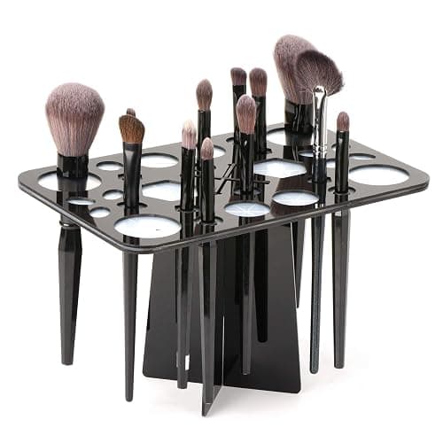 Luckyiren Acrylic Makeup Brushes Drying Rack, Brushes Dryer, Collapsible Holder Stand Tree Tray Support Display for Makeup Artist Nail Brushes Paintbrushes Makeup Lovers, 28 Slot, Black, Unisex thumbnail 2