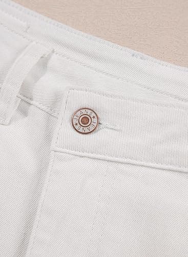 Sidefeel Women's Jean Shorts High Waisted Stretchy Casual Rolled Hem Zimbaplatinum Denim Shorts - 14 - White thumbnail 6