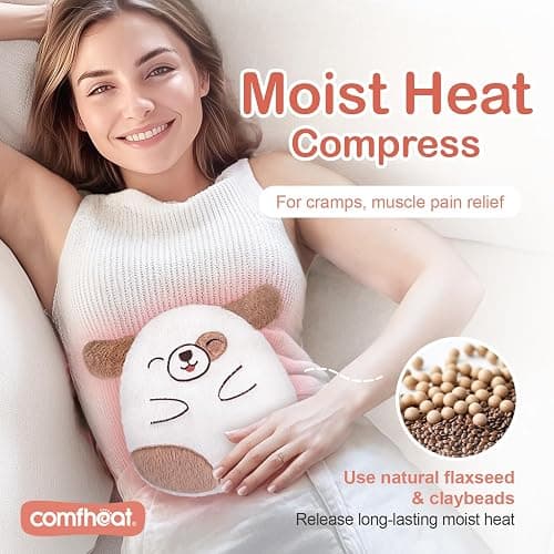 Comfheat Cute Dog Microwave Heating Pad for Pain Relief, Unscented Microwavable Heating Pads Stuffed Animal for Cramps, Neck Shoulder, Muscles, Natural Heat Pack Moist Heat with Washable Cover thumbnail 2