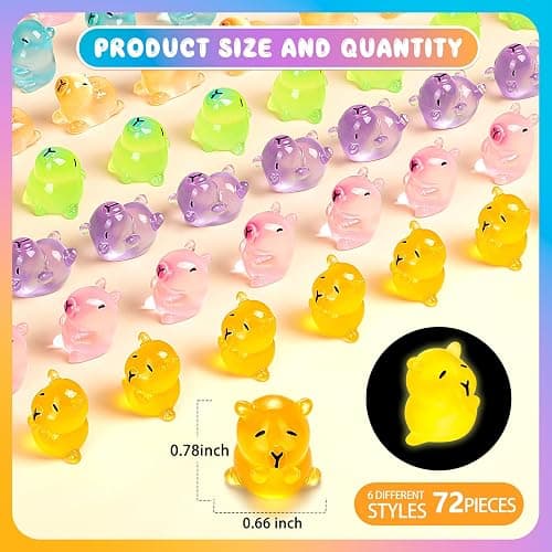 36PCS Luminous Mini Resin Capybara Miniature Capybara Figurines Glow in The Dark, Cute Tiny Capybaras Toys for Crafts Fairy Garden Landscape Capybaras Birthday Decorations (6 Style) thumbnail 2