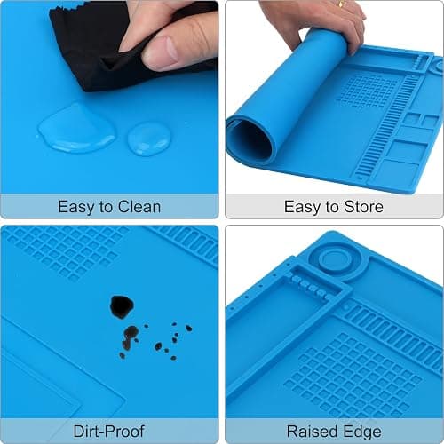 STREBITO Silicone Soldering Mat Electronics Mat, Solder Pad Heat Resistant 932°F, Magnetic Work Mat Silicone Repair Mat for Soldering, Computer, Laptop, Cell Phone, RC, Watch, Gun, Size 17.7" x 11.8" thumbnail 8