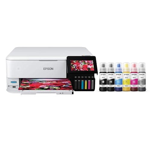 Epson EcoTank Photo ET-8500 Wireless Color All-in-One Supertank Printer with Scanner Copier, Ethernet and 4.3-inch Colorfull Touchscreen - White - Image 1