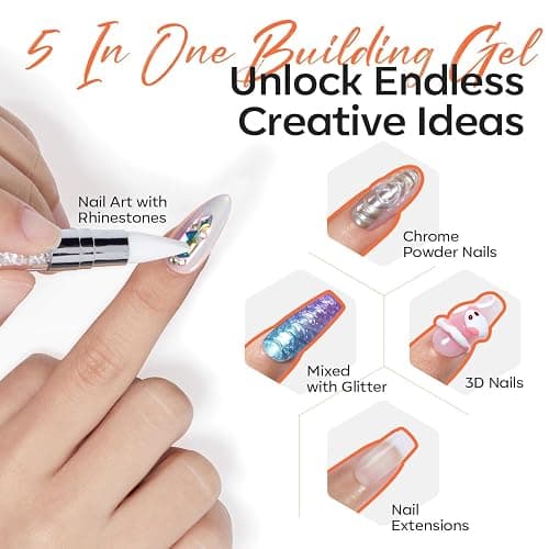 Modelones Builder Nail Gel - 15g Clear Solid Builder Gel for Nails, Nail Extension Gel Nail Kit 3D Sculpting Gel for Nail Art Manicure Set with Nail Forms and Silicone Pen Professional DIY at Home thumbnail 2