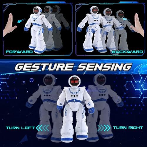 Robot Toys for Kids, Remote Control Robot Kits with RC Smart Gesture Sensing Educational Christmas Birthday Gifts for 4 5 6 7 8 9 10 11 12 Years Old Boys Girls, White thumbnail 4