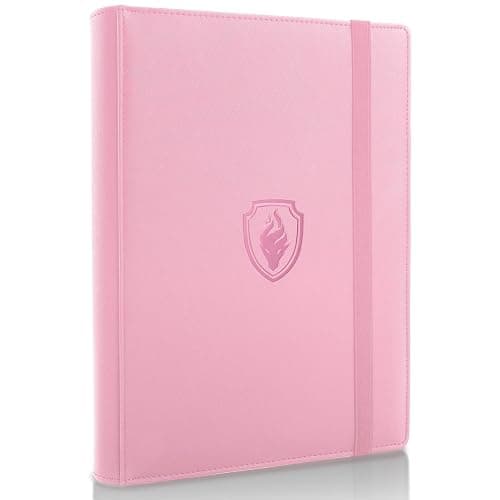 Fabmaker Trading Card Binder - 9 Pocket PU Cover Collection Book for 360 Cards, Premium Sturdy Holder Folders, Album for YuGiOh, MTG, TCG, Game & Sports Cards, Pink - Image 1