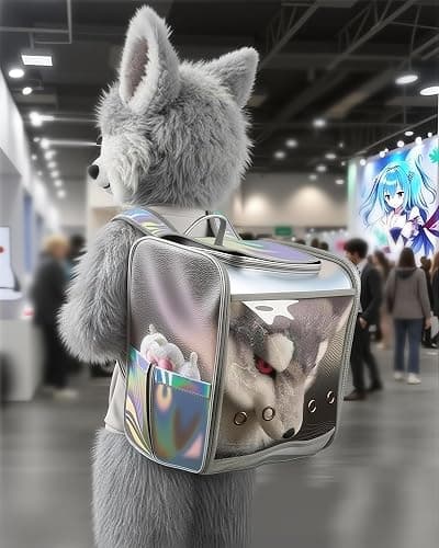 KoGing FurHead Backpack - Waterproof Foldable Fursuit Head Storage Bag for Kig Kemono Kigrumi Cosplay Furry Costume Accessories (15.7 in × 12.2 in × 18.1 in) thumbnail 2
