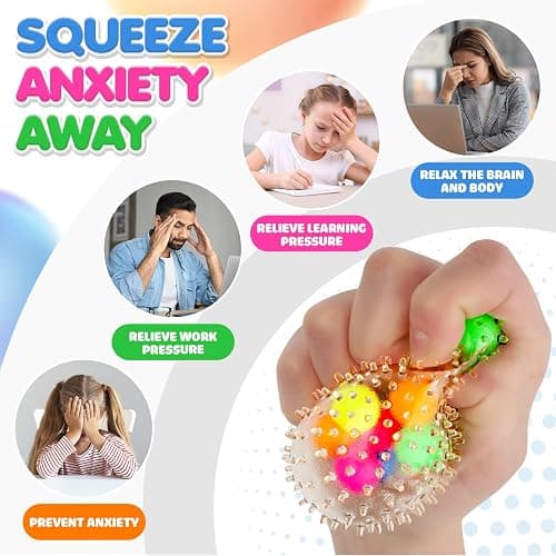 6 Set Squishy Sensory Stress Squeezing Balls forAdults: Best Calming Tool to Relieve Anxiety, Vent Mood and Improve Focus, Easter Basket Stuffers for Kids, Goodie Bag Stuffers thumbnail 2