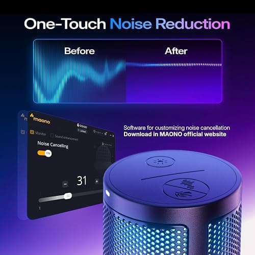 MAONO Gaming USB Microphone, Noise Cancellation Condenser mic with Mute, Gain, Monitoring, Boom Arm for Streaming, Podcast, Vocal, Twitch, YouTube, Discord, PC, Computer, PS4, PS5, Mac, DGM20S thumbnail 3