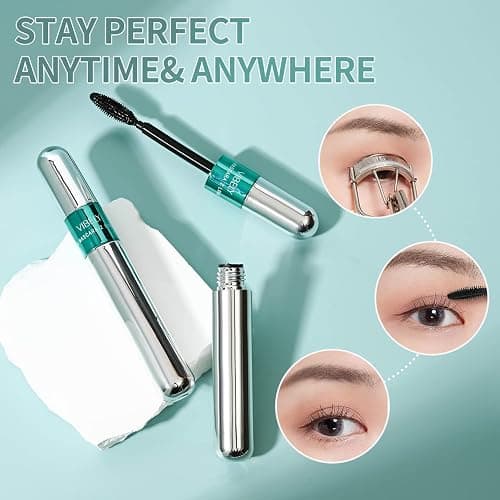2 in 1 Mascara 5x Longer Waterproof Lash Cosmetics Natural Lengthening and Thickening Effect No Clumping Superstrong Magic 4d Silk Fiber for Vibely Mascara Makeup thumbnail 7