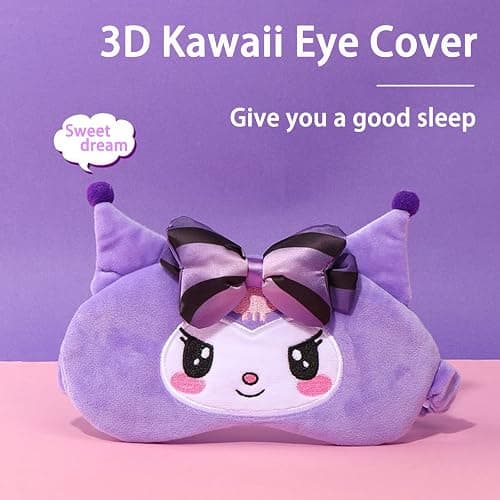 Kawaii Sleep Eye Mask for Girl & Womens Sleep Mask Cute Cartoon Soft Plush Eye Cover Headband Kids Eyeshade Birthday Christmas Gifts thumbnail 4