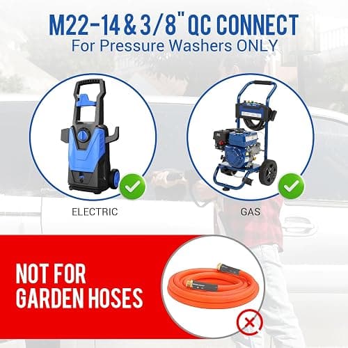 MEKOH Short Pressure Washer Gun with Swivel, 5000 PSI High Power Washer Spray Gun, 10 GPM Foam Gun with 3/8" Quick Connect, M22-14mm for Extension Wand, Hose, Pressure Washer Handle with 5 Nozzle Tips thumbnail 9