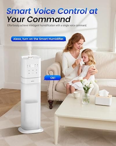 AILINKE Smart Humidifier Large Room, 2.1Gal/8L Humidifiers for Bedroom with Extended Tube&Night Light, Whole House Cool Mist Humidifiers, WIFI App&Voice Control, School/Office/Warehouse, White thumbnail 4