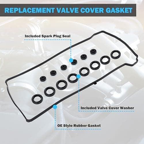Valve Cover Gasket Set - Compatible with 2.0L 2.3L 2.4L 2002-2015 Honda Accord, Civic, CR-V, Element, Crosstour, Acura CSX, ILX, RDX, RSX, TSX - Replace VS50614R, 12341-R40-A00 thumbnail 6