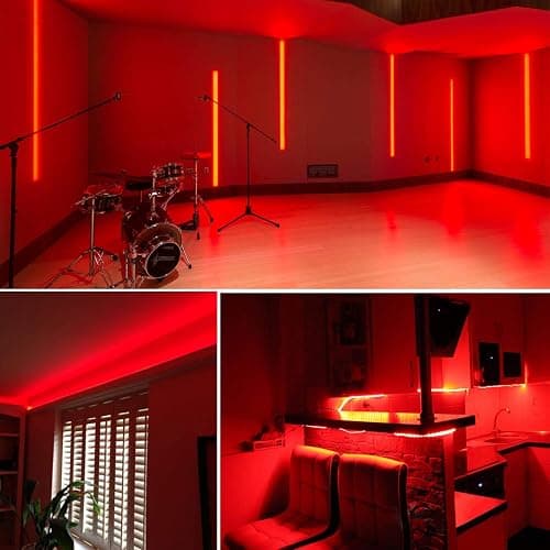 Marreal 20ft 12V 360 LED Red Strip Light, Flexible Cuttable Non-Waterproof for Indoor Party Decoration, with Power Supply & Dimmer. - Red thumbnail 6