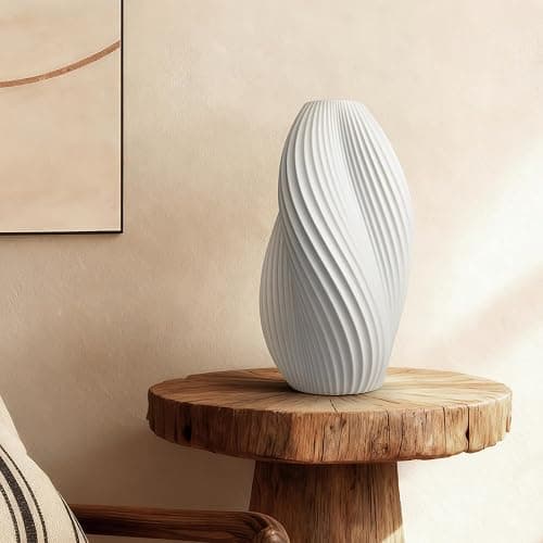 RONDURE Modern Ceramic Decorative Table Lamp Living Room Bedroom Bedside | Handcrafted Unique Warm Ambient Lighting Lamp, Accent White Translucent Ceramic shade, Fully Dimmable, Corded, Bulb Included thumbnail 2