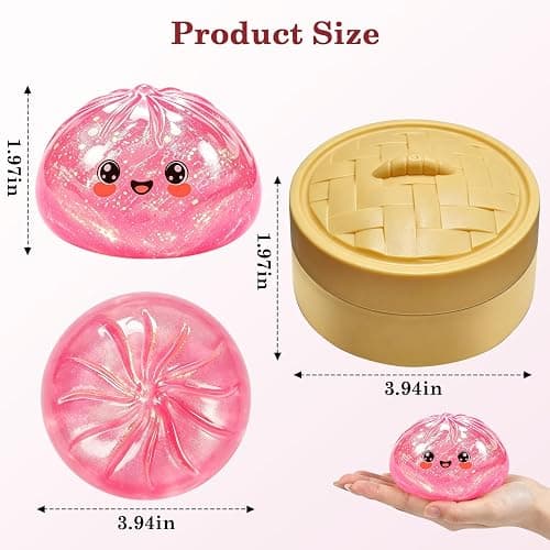 Colorful Glitter Squishy Toy with Box, Giant Crazy Squishy Toys, Stretchable Squishies Squeeze Stress Balls Fidget Sensory Squishy for Holiday (Gold) thumbnail 3