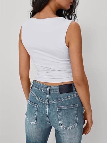 Trendy Queen Women Going Out Summer Tank Tops Spring Casual Basic Cute 2025 Sleeveless Shirt Vacation Fashion Outfit Clothes thumbnail 4