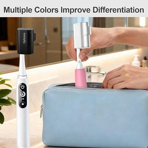 Ophimos Aluminum Alloy Toothbrush Head Cover, 2 Count Long-Lasting Travel Protector Case for Most Electric/Manual Brushes（Black+Silver） thumbnail 8