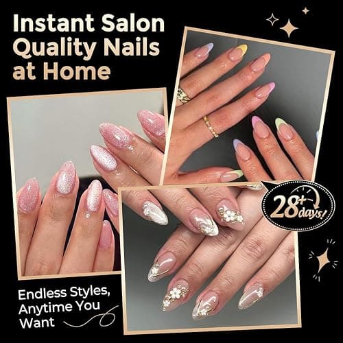 Luckyfairy Short Almond Nail Tips: 504pcs Pre-Etched Soft Gel Nail Tips, Tri-Layer Core Short Fake Nails, 12 Sizes Half Matte Full Cover Clear Press on Nails Extension DIY for Flat & Natural Nail Beds thumbnail 2