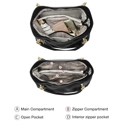 FOXLOVER Cow Leather Tote Bags for Women Large Capacity Top-Handle Handbag Shoulder Bag Purse Zipper Closure with Metal Charm thumbnail 5