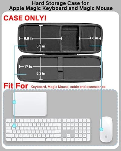 RAIACE Hard Storage Case Compatible with Apple Magic Keyboard + Magic Mouse. (Case Only) - Black thumbnail 2