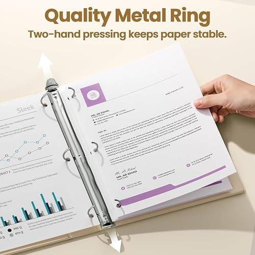 SUNEE 3 Ring Binder 1 Inch 1 Pack, Clear View Binder Three Ring PVC-Free (Fit 8.5x11 Inches) for School or Office Supplies, Gray-Brown thumbnail 3