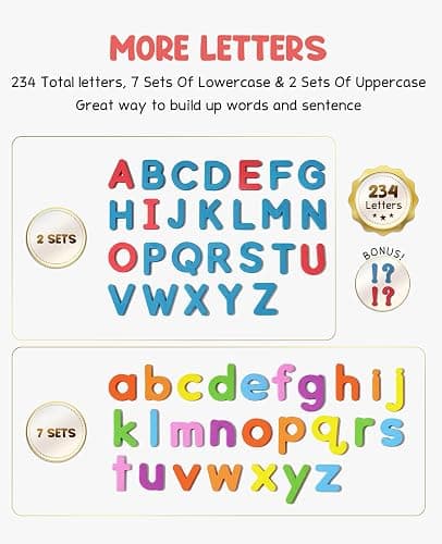 Gamenote Classroom Magnetic Alphabet Letters Kit 238 Pcs with Double - Side Magnet Board - Foam Alphabet Letters for Preschool Kids Toddler Spelling and Learning Colorful ABC Education Fridge Magnets thumbnail 4